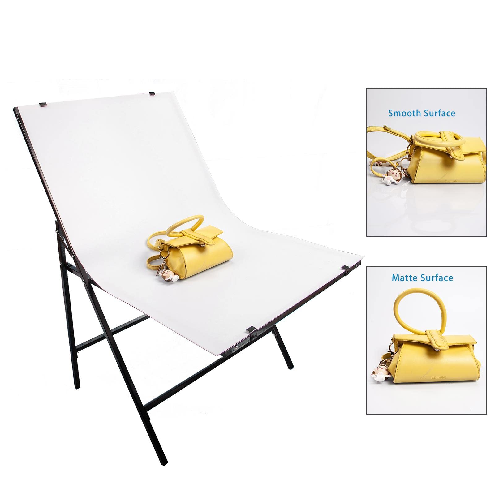 60X100cm Tabelle per Fondali per La Fotografia di Prodotti, Pieghevole Alluminio Fotografico Tabella con Tre PVC Sfondi, Tavoli da Tiro con Sfondo Fotografico per Still Life di Ripresa del Prodotto