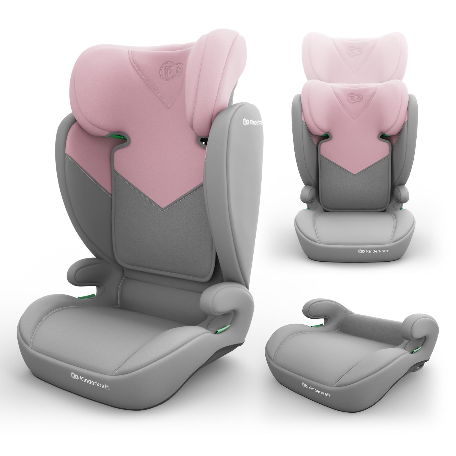 Kinderkraft I-Spark 2 PRO i-Size Car Seat 100-150 cm, 2-in-1 Booster, H-Guard, SPS, 10-Level Headrest, Universal Installation, Pink