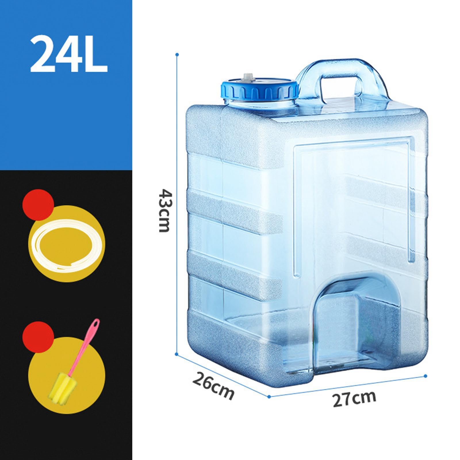 Botella Portátil para Agua Cubo Contenedor Depósito con Salida PC Alimentario Tapón Asa Resistente Adecuado para Camping Excursiones Viajes