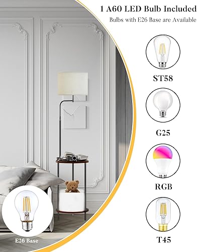 Miniatura 6 de Lightdot Lámpara de pie de 57 pulgadas con estantes, lámparas de pie modernas de mediados de siglo con bombilla y bolsa de almacenamiento incluida,