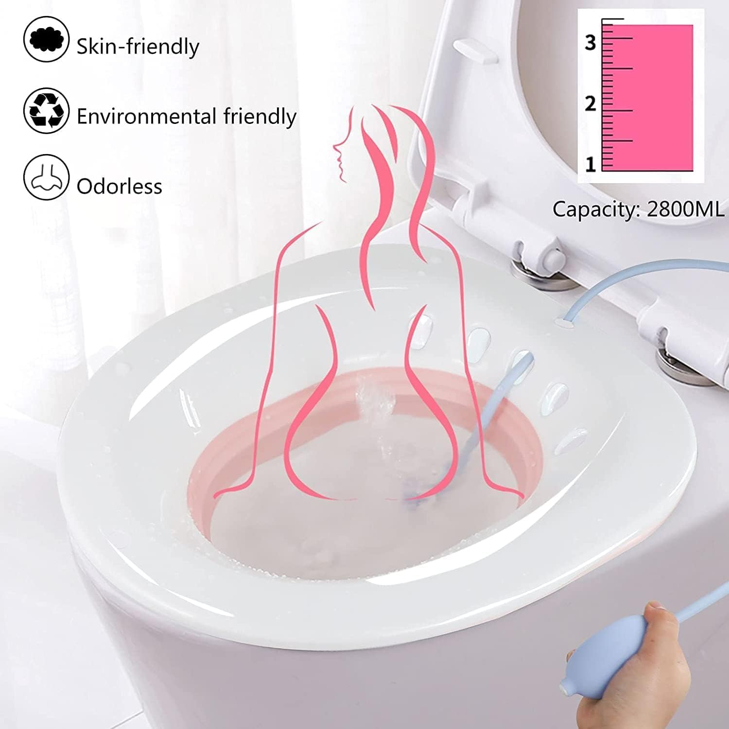 cartxomy Sitz Bath Toilet Seat with Flusher | Folding Sitz Bath Tub for Pregnant Women | Postpartum Care, Hemorrhoids Recovery, Vaginal | Anal Inflammation Treatment -Portable Perineal Soaking Basin 4