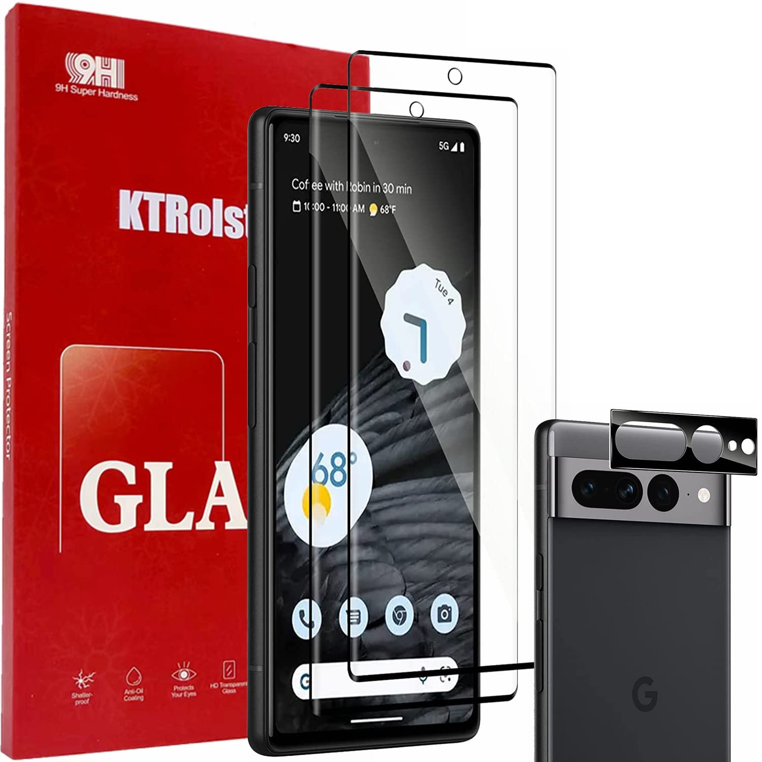 TESTELfor google pixel 7 pro screen protector Screen Protector [2+1 Pack] pixel 7 pro Tempered Glass Screen Protector,3D HD Fingerprint Unlock Protector for google pixel 7 pro