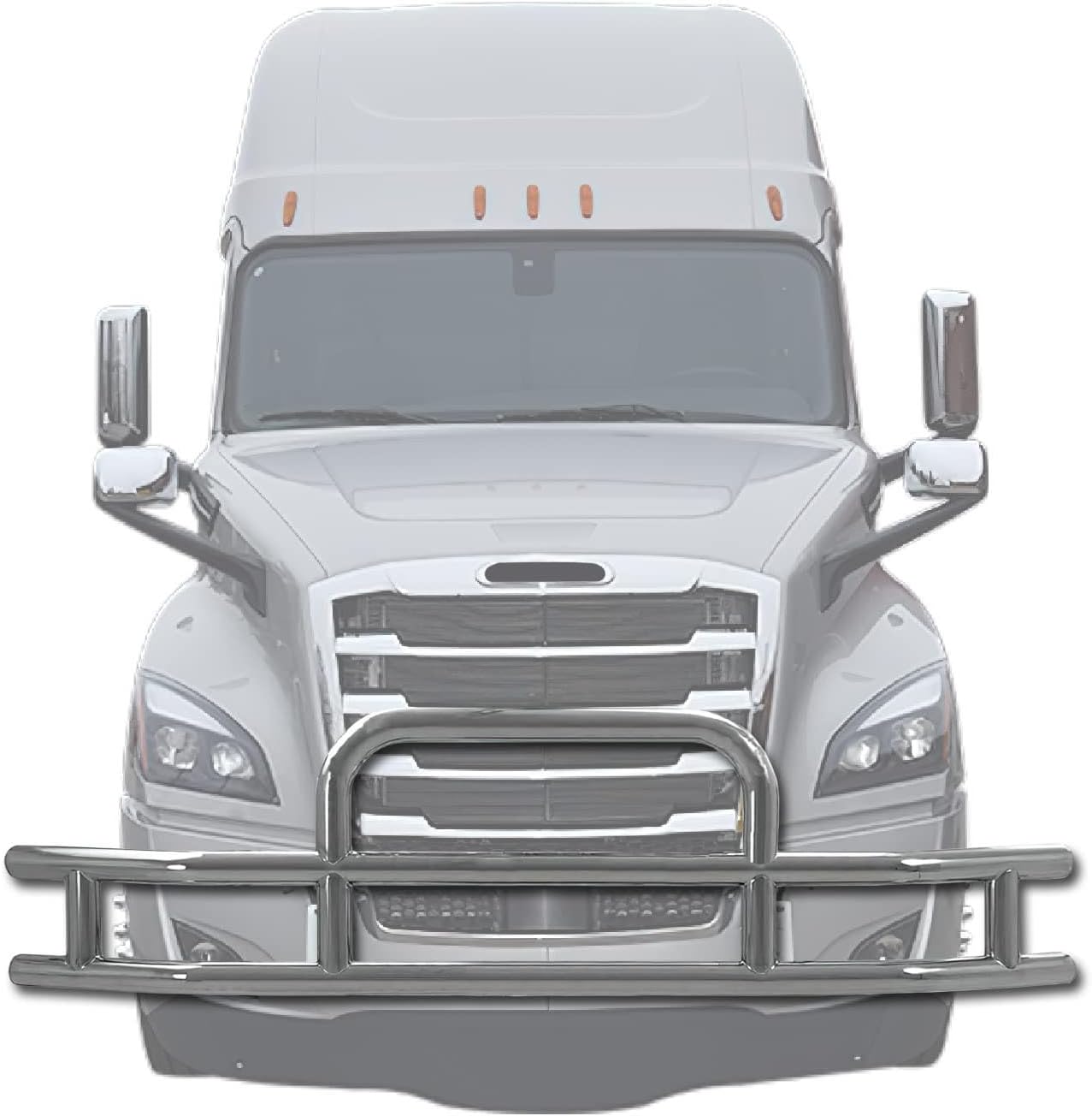 KOZAK Compatible With Freightliner Cascadia 2018+ Front Grille Deer Moose Bumper Guard- 4x6" LED Lights, 2x22' Wipers, License Plate Holder and Frame, Logo, Brackets, KOZAK Reflective Vest Included