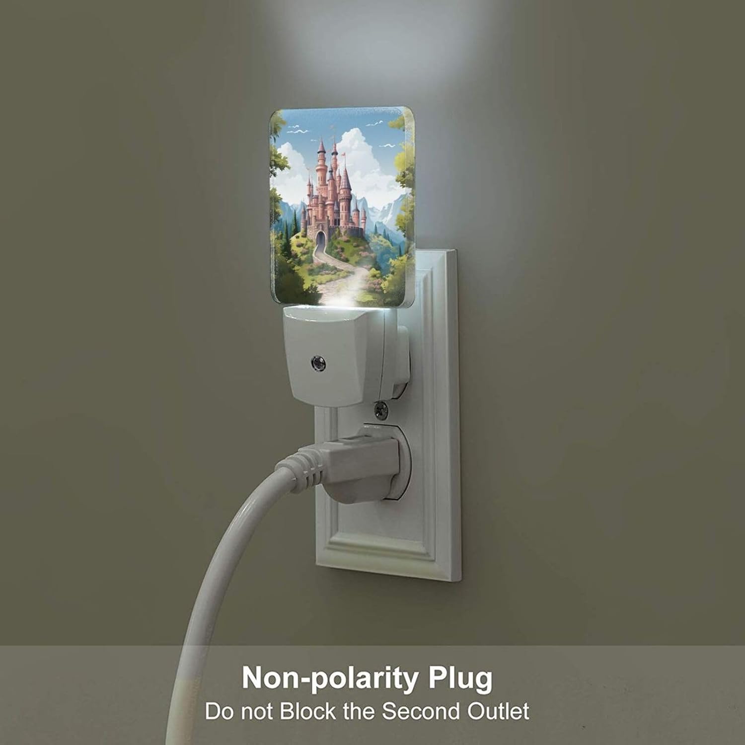 2 Pack Fairy Tale Castle Night Light Plug in Dusk to Dawn Sensor LED Night Lights Plug into Wall Modern Night Lamp with Smart Sensor Automatic Nightlights for Kids Room Bedroom Decor image 4