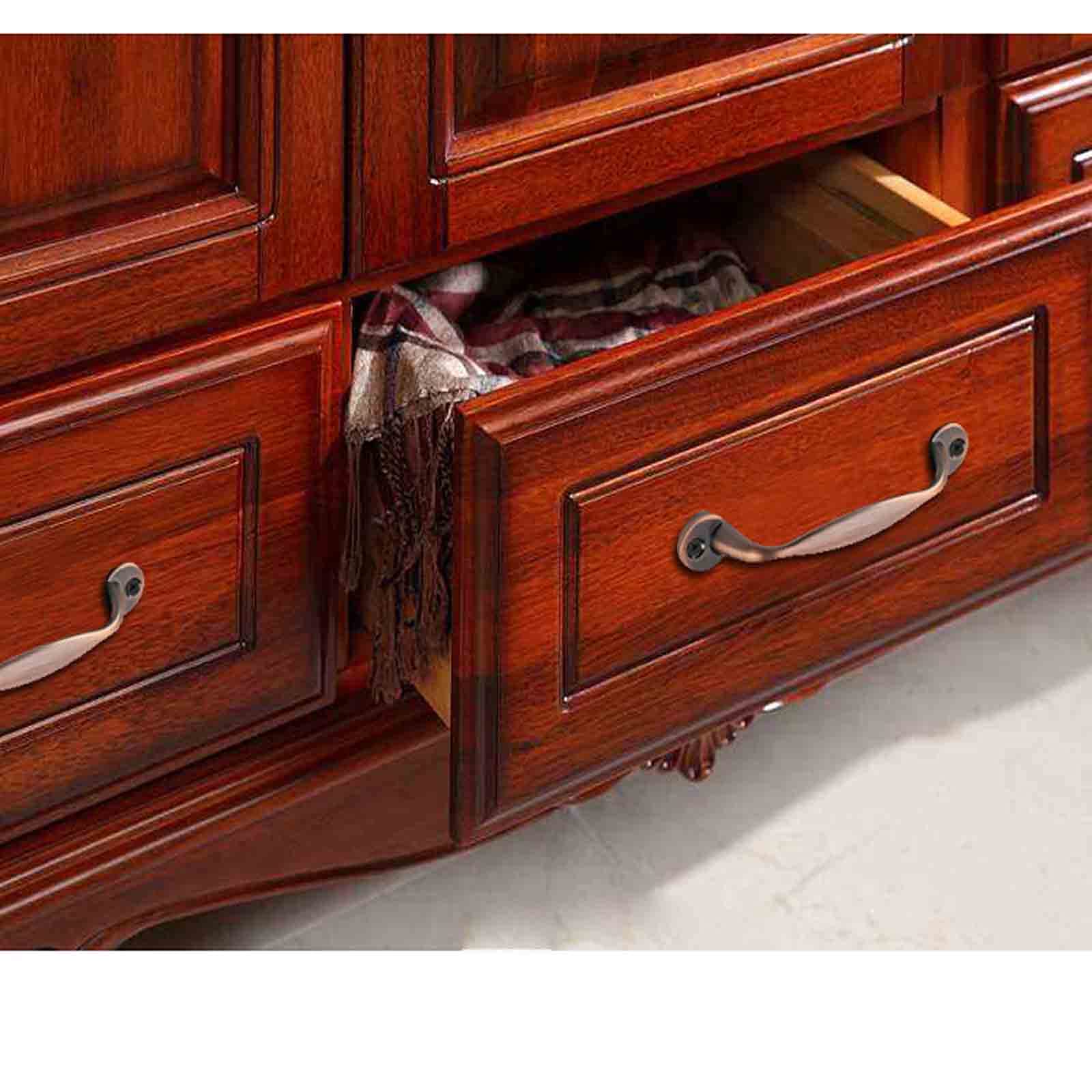 Nhawmebnz Bronze Antique Cabinet Drawer Handles 2Pcs Kitchen Cupboard Pulls Zinc Alloy Hardware For Cupboard Door Wardrobe(Bronze)