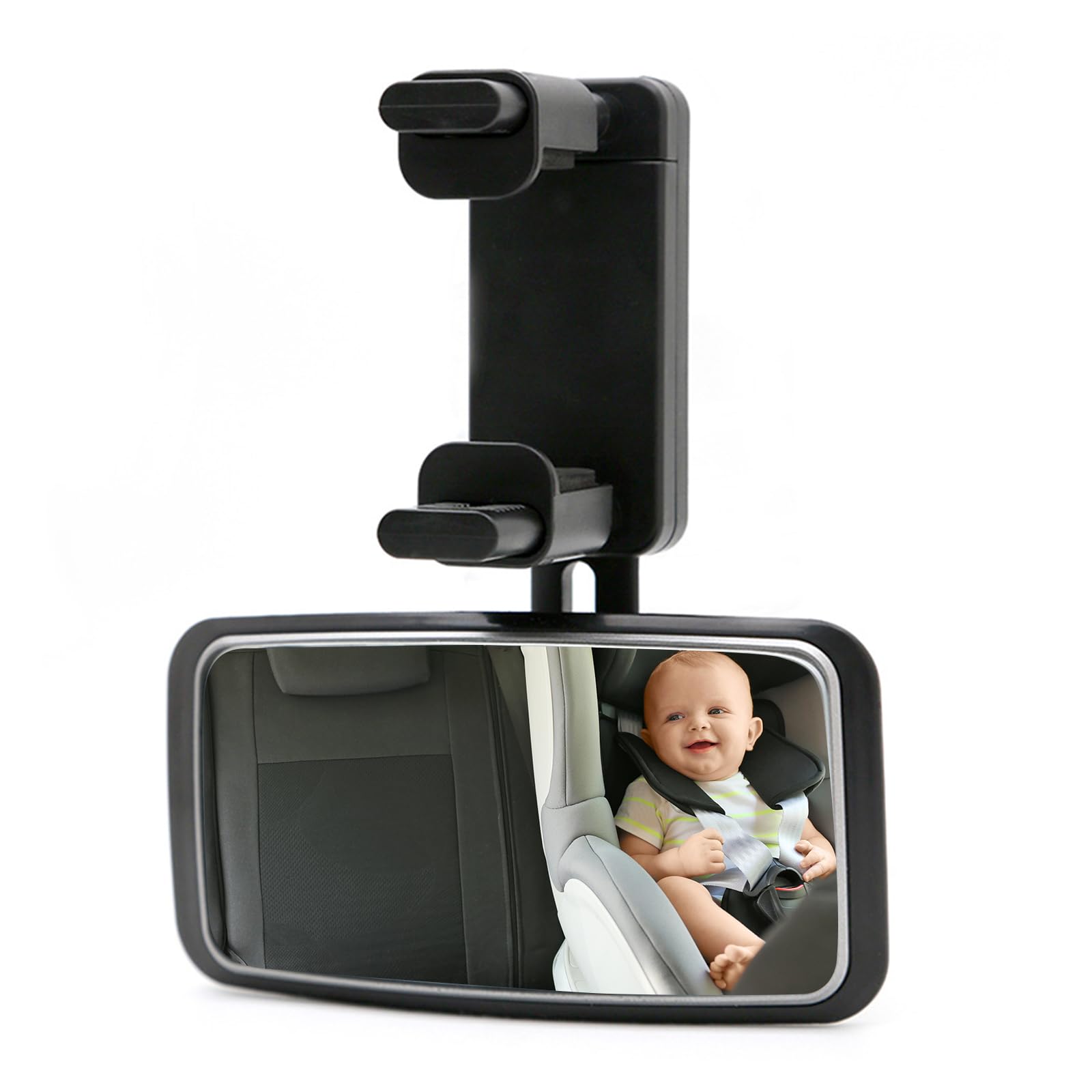Spiegel Auto Baby, 360° Einstellbare Rücksitzspiegel für Babys mit Gefederten Clips, Zusatzspiegel für Auto innen, Bruchsicherer Spiegel Baby für Meisten Autos