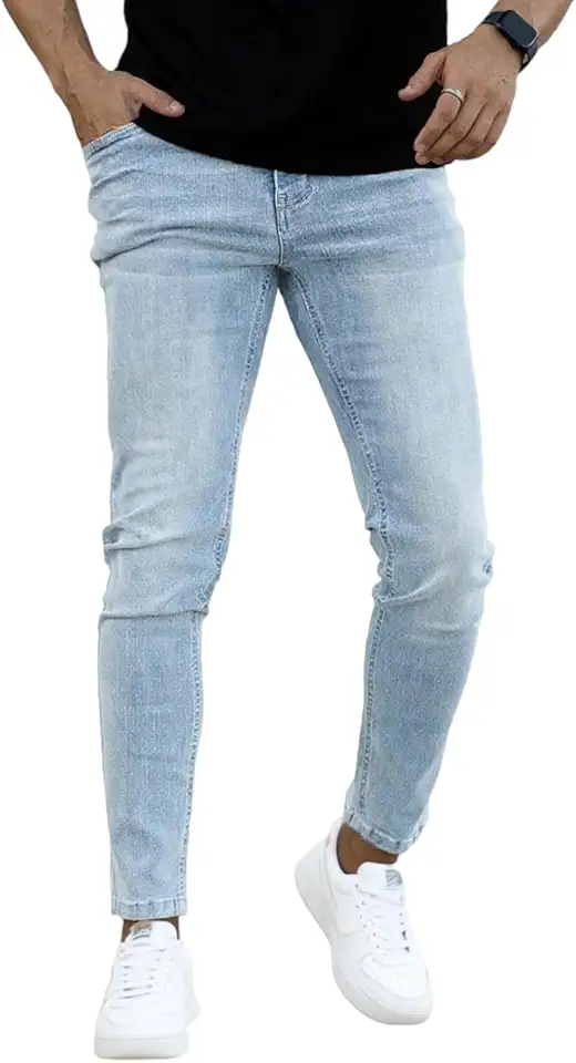 GINGTTO Men's Skinny Jeans Stretch Ripped Tapered Leg