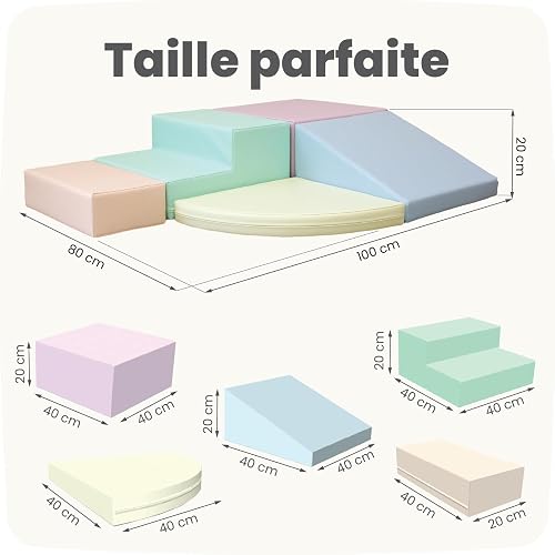 IGLU Soft Play Baby Corner Climbing Foam Blocks 5 Shapes Equipment for Motor Skill Development Montessori Toddler Softplay for Home (light pastel) - 4