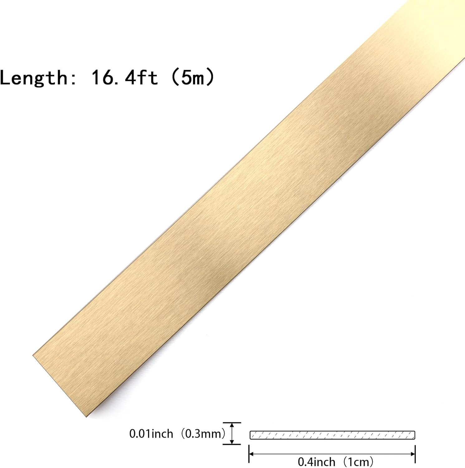 Gold Metalized Brushed Finish Molding Trim, Peel and Stick Strip for Mirror Frame, Wall, Fireplace and Home DIY Decoration (16.4 ft x 0.4 inch)