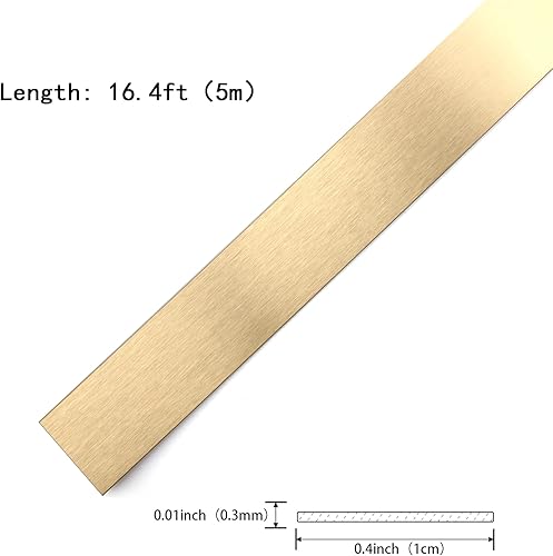 Miniatura 2 de Tira de moldura con acabado cepillado metalizado dorado, tira para despegar y pegar para marco de espejo, pared, chimenea y decoración del hogar