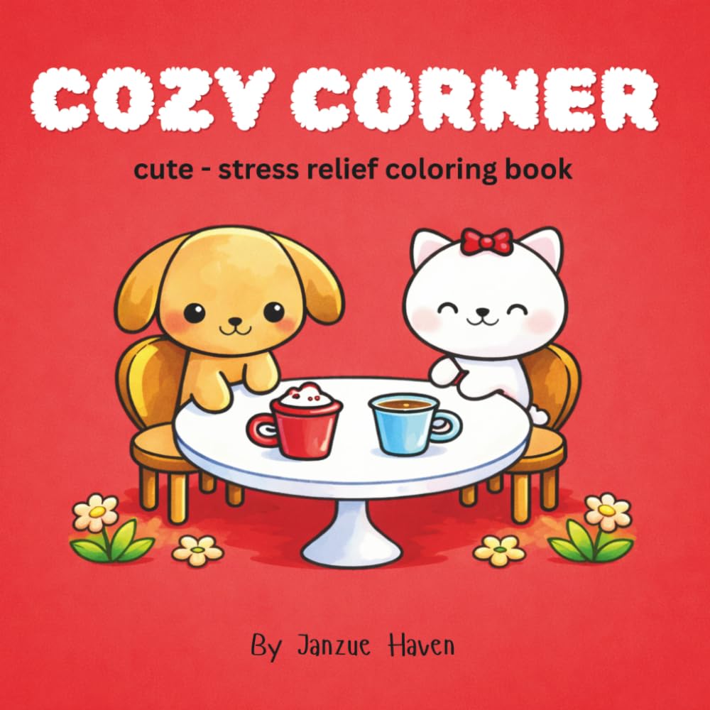 cozy corner: cute - stress relief coloring book