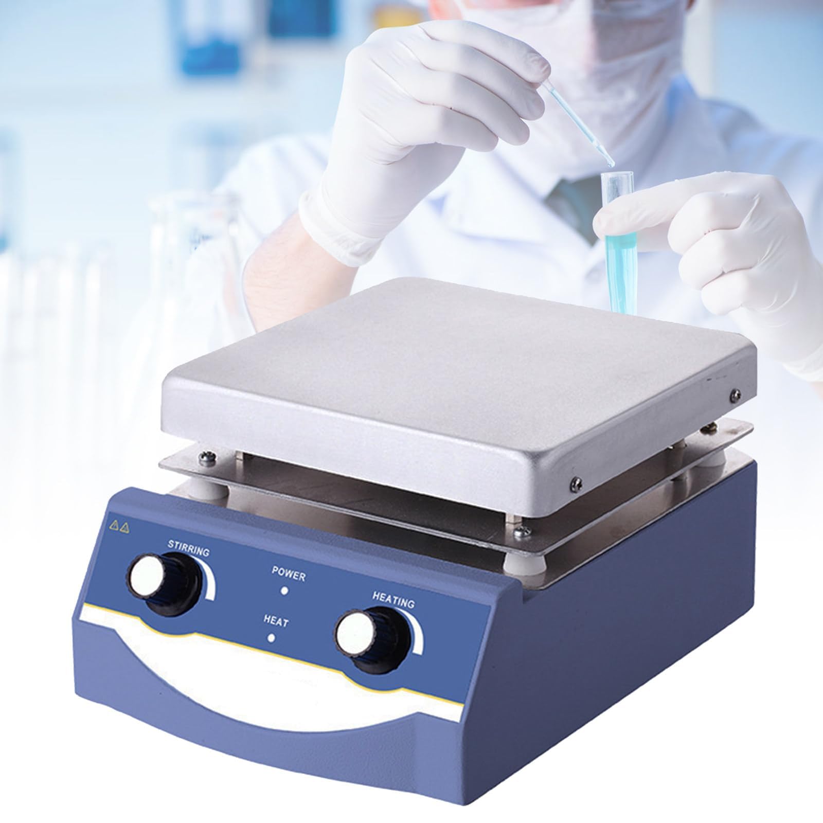 Agitador magnético con calefacción de 3L, agitador de líquido de laboratorio de 500W, rango de velocidad: 0-1600RPM, calentamiento a temperatura constante, mezclador magnético con barra agitadora,Blue