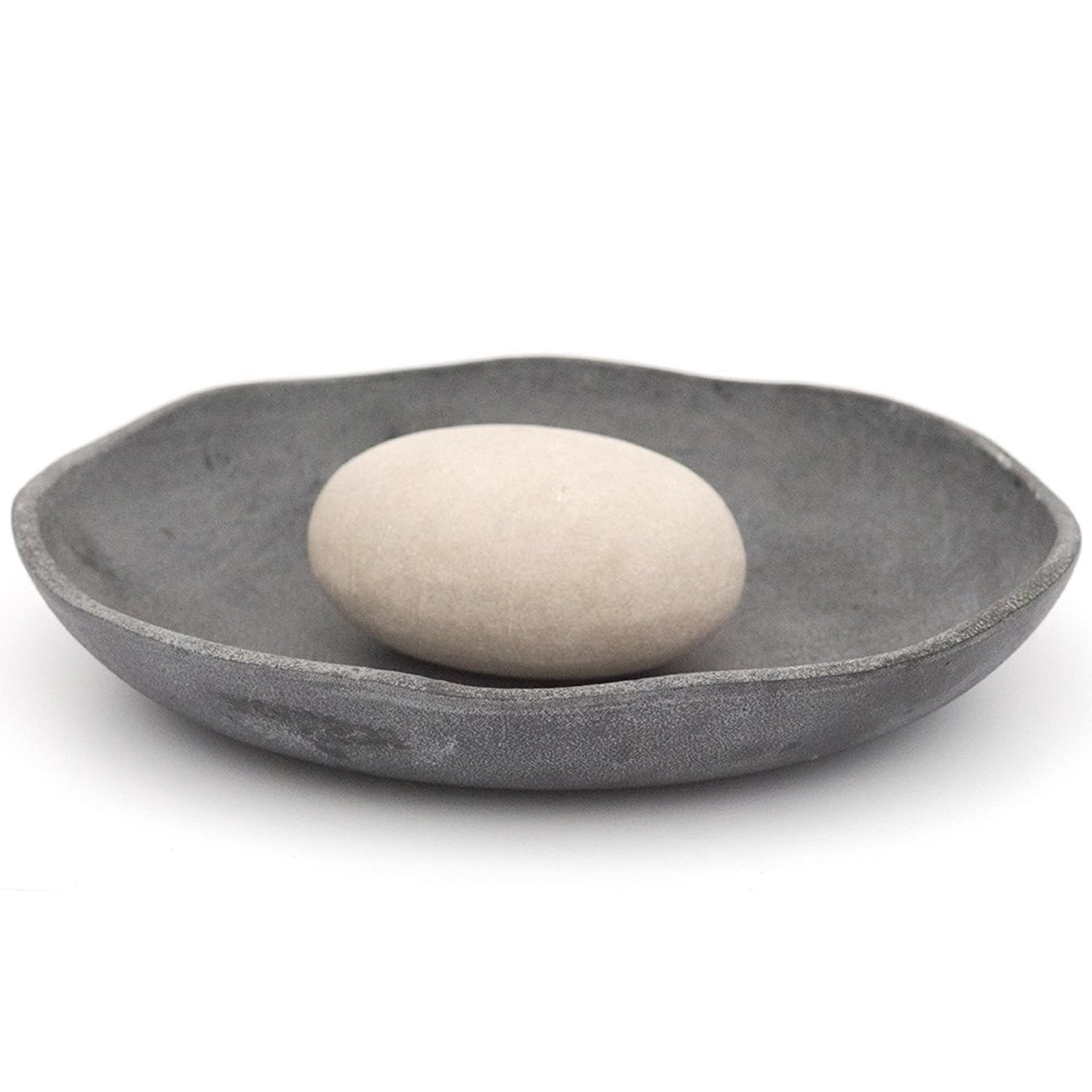 Crocus Collection 25cm Cast Aluminium and Granite Stone Bird Bath Minimalist Design Grey White Water Feature for Outdoor Use