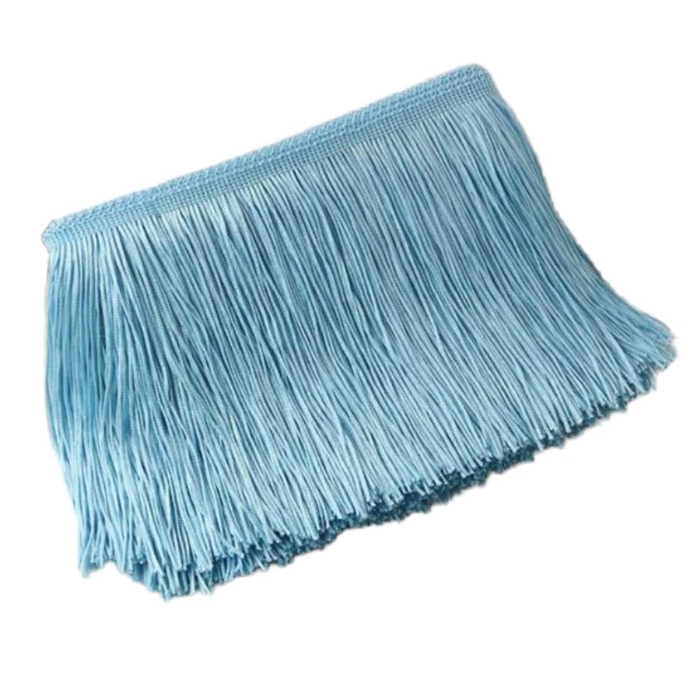Blausky 15 cm x 10 m Wide Tassel Fringe Trim Dance Fringe Cut Fringe Silky Fringe Ribbon Decorative Ribbon Fringe Trim Ribbons for Sewing, for Latin Dress, Lingerie Curtains, Sky Blue