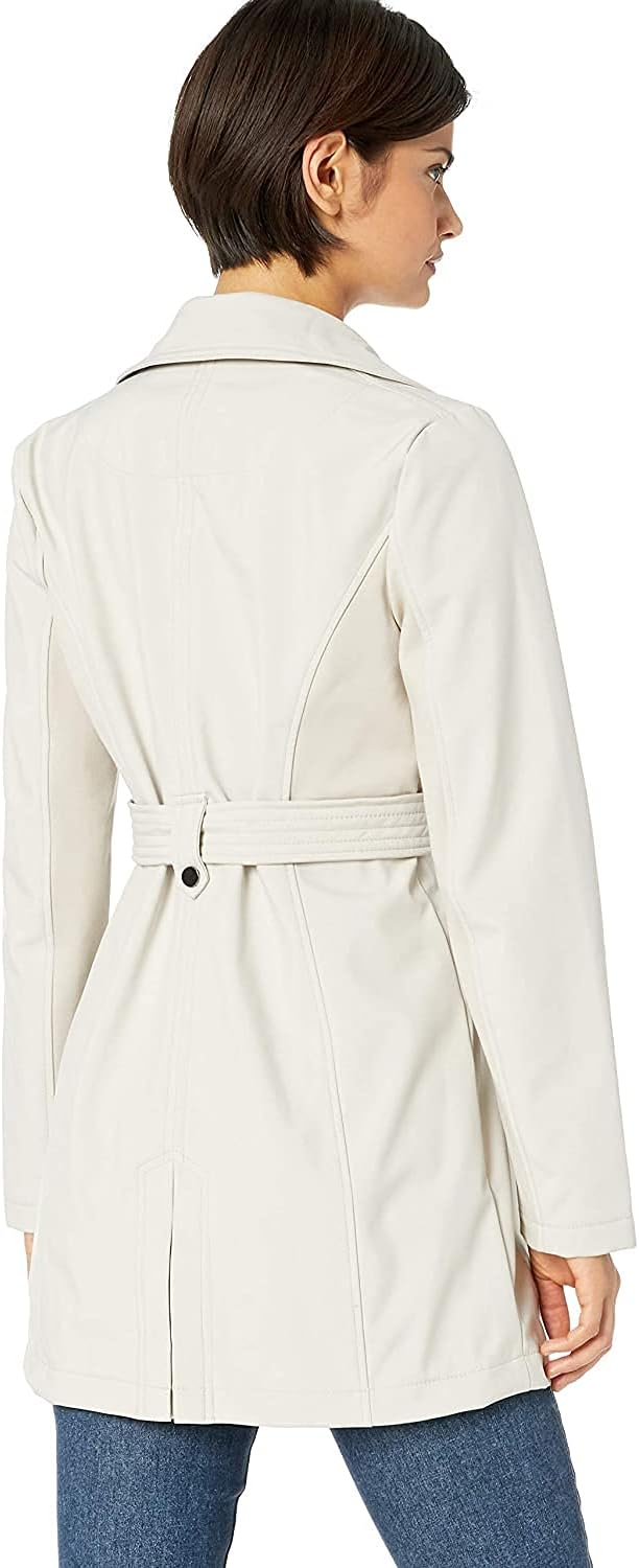 Sebby Collection Women's Soft Shell Trench Coat with Detachable Hood - Image 2