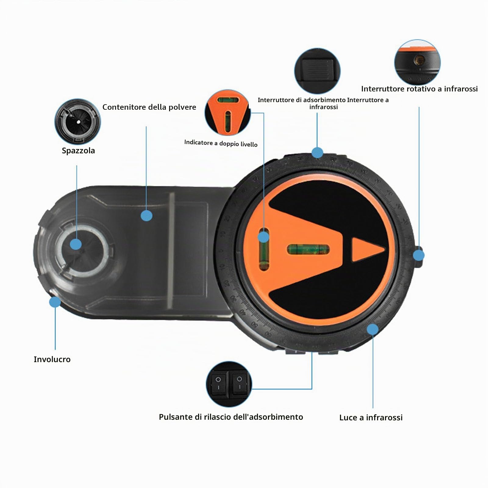 Aspiratore per Trapano Elettrico, Attacco per Raccolta Polvere Foratura 2 in 1 con Livella, Aspiratore a Mani Libere Supporta Punte Trapano 0 a 13 Mm per Forare Nei Muri