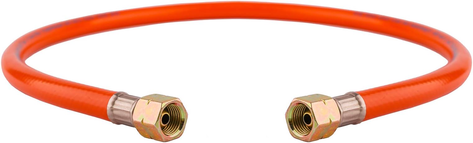 BFG Propane Butane Gas Hose Pipe, 80cm, 2 x 1/4" Female Threads, Hose Connector Compliant with BS EN16436-1:2014 Class 2, Max. Pressure 10 Bar, 6.3mm Ideal for Gas BBQ, Camping Gas, Patio Gas Bottle