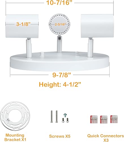 Miniatura 5 de CLOUDY BAY 5CCT - Foco de techo direccional de 3 luces, cabezales de luz LED regulables, CRI90+, 2100Lm para pasillo y cocina, color blanco