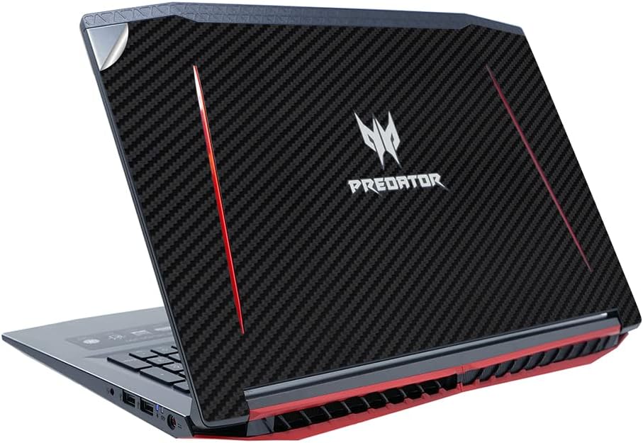 GADGETS WRAP Premium Material Top Only Skin Vinyl Decal Sticker Compatible with Acer Predator Helios 300 - Black Carbon