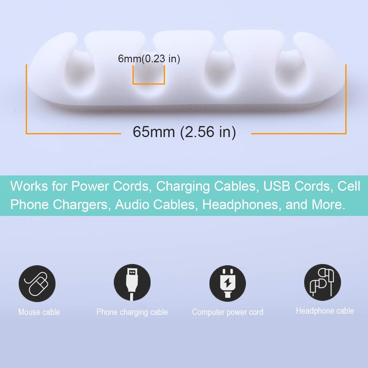 Cable Holder for Phone or Headset Cable(2 Pack,White),Cable Clips with Adhesive,Wire Holder for USB Cable,Table,Car,Computer,Charging Cable,Mouse,Headphone,Office,ect.