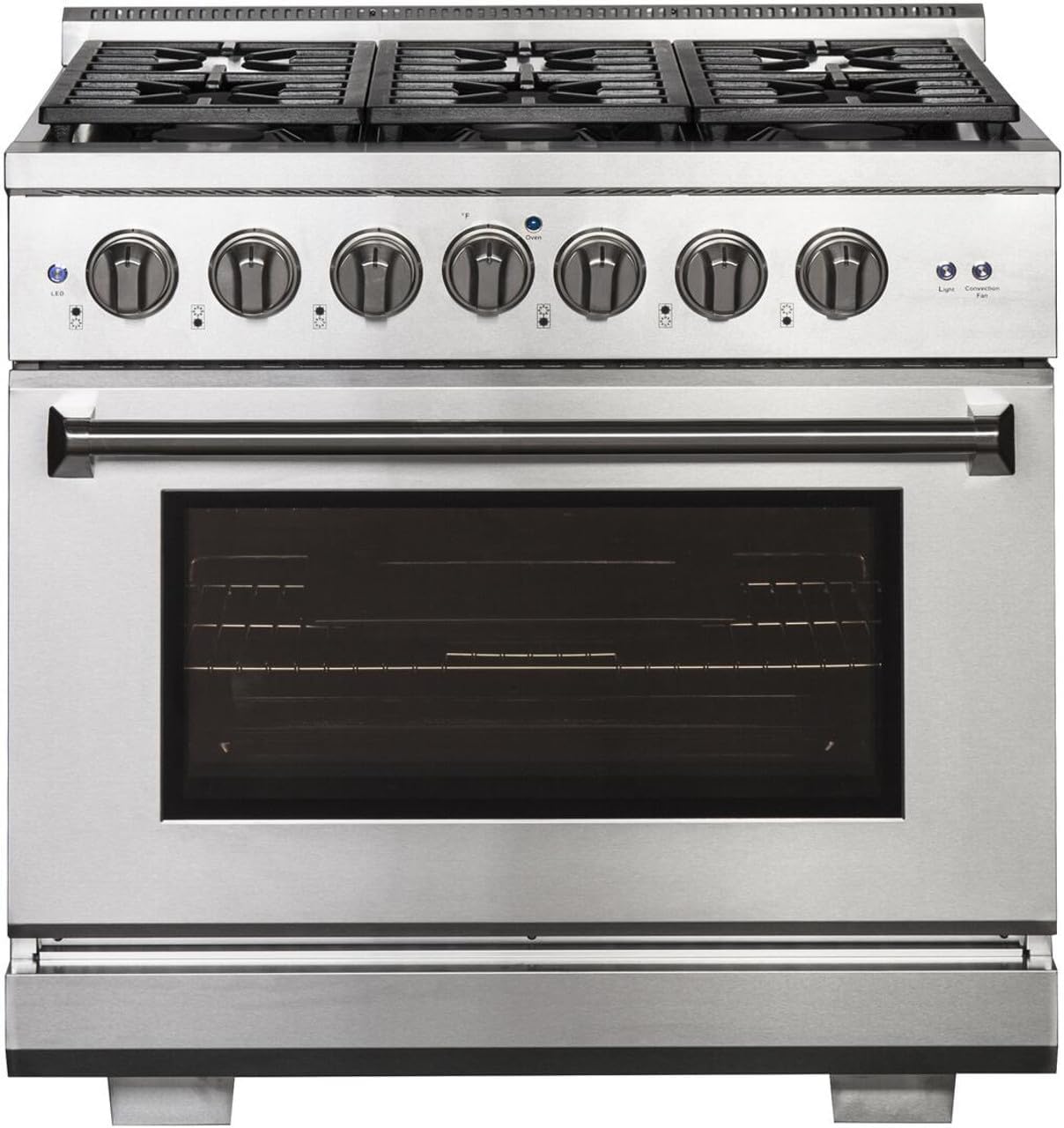 AK3605 NXR 36" Culinary Series Gas Range with 6 German Dual Power Burners and Infrared Broilers - Natural Gas - Stainless Steel