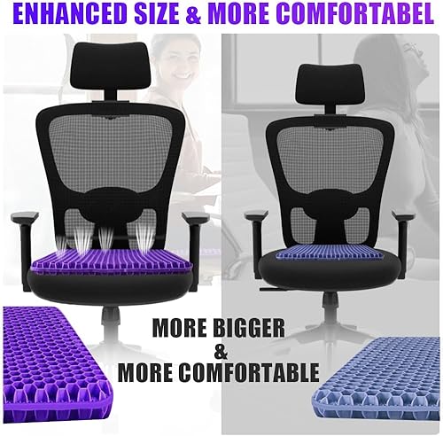 Miniatura 6 de CEECOLES Cojín de gel para asiento de larga duración, cojín de gel para silla de oficina, alivio de presión, espalda, ciática, coxis, almohadilla