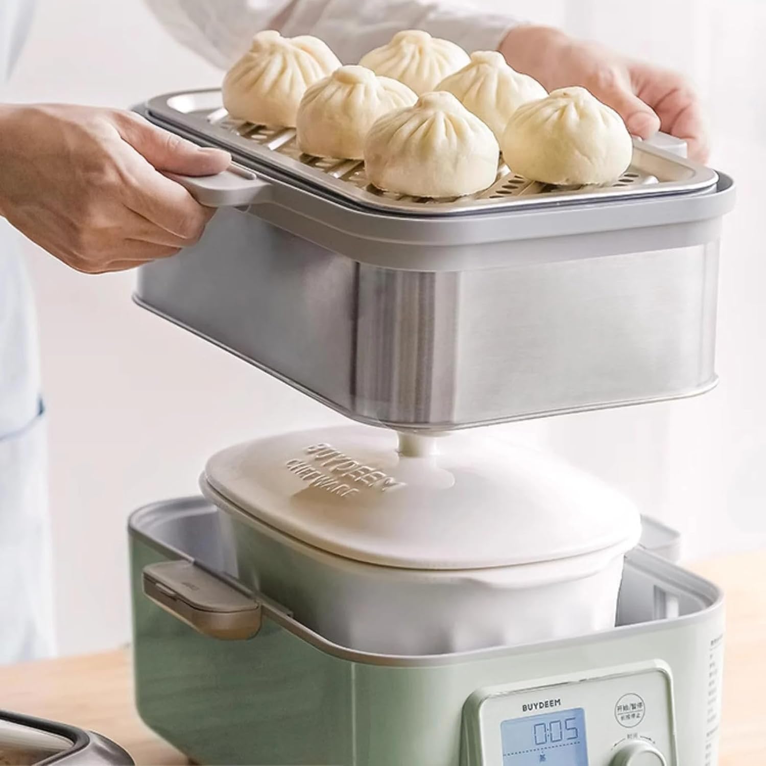 BUYDEEM CT1005 Ceramic Pot 2L for G553 G563 Food Steamer, White