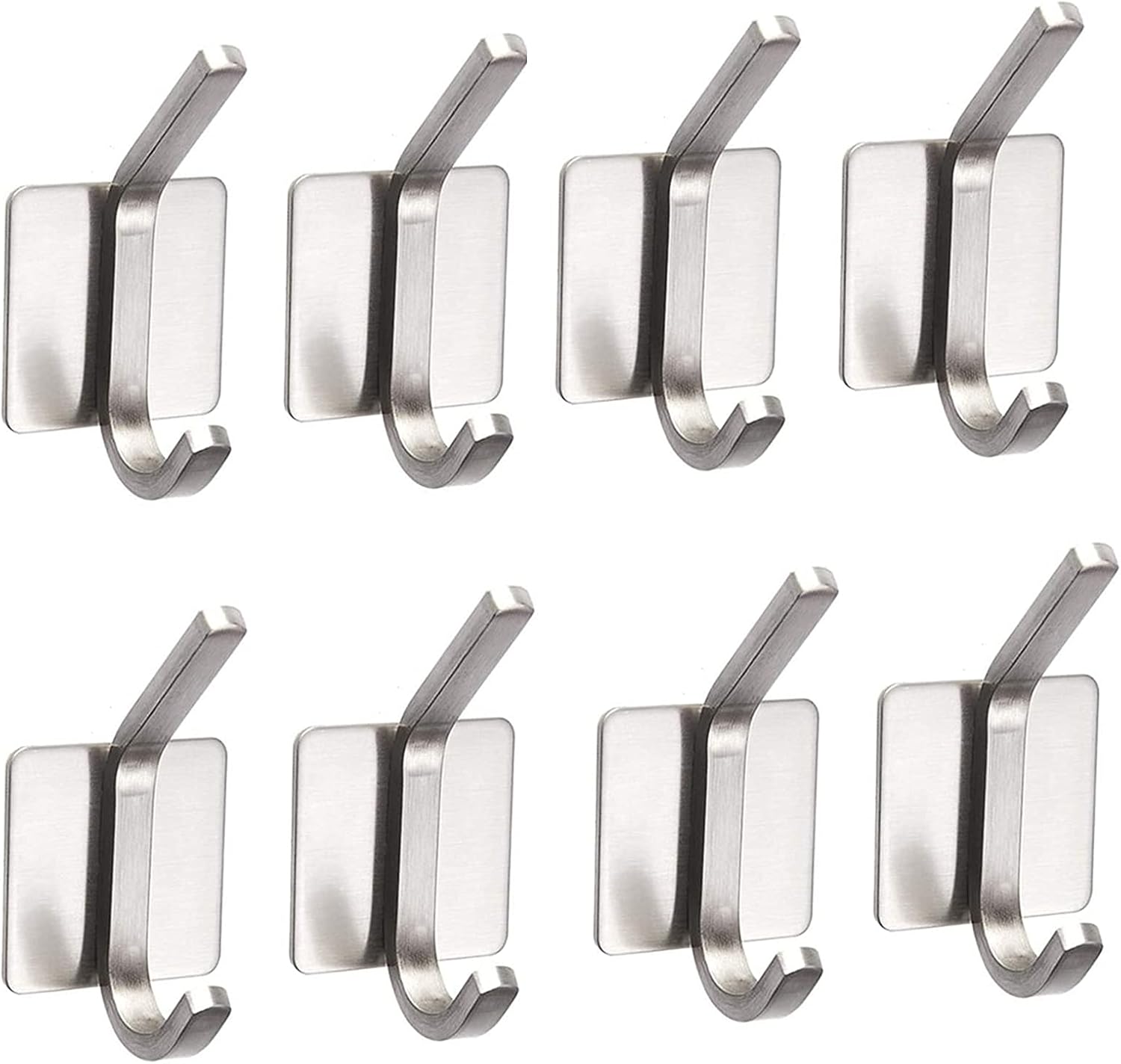 Wall-Mounted Coat Rack with Shelf Stainless Steel Hooks for Towels Kitchen & Bathroom Adhesive Hangers Silver Finish 8 Hooks for nized Storage