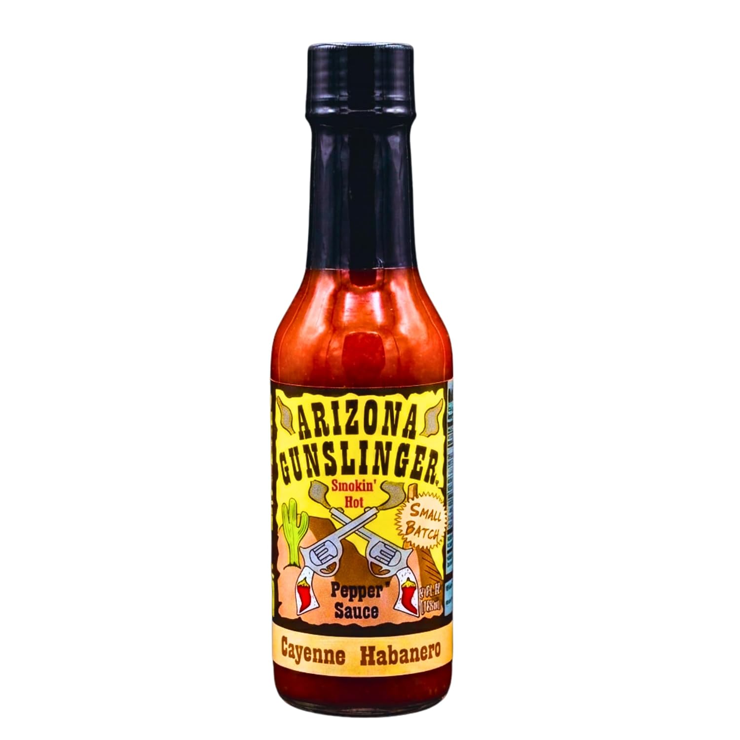 Arizona Gunslinger Cayenne Habanero Pepper Sauce, Bold Habanero Hot Sauce Made with Cayenne Peppers for a Fiery Southwest Kick, Perfect for Adding Heat to Tacos, Wings, Burgers & More – 5 fl oz Bottle