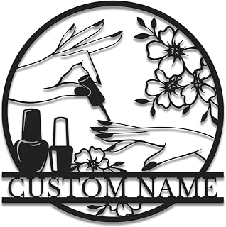 Personalized Metal Nail Salon Sign, Custom Manicure Studio Wall Art, Unique Nail Tech Gift, Beauty Business Decor, Handcrafted Name Plaque, Stylish Salon Signage (Style-3)