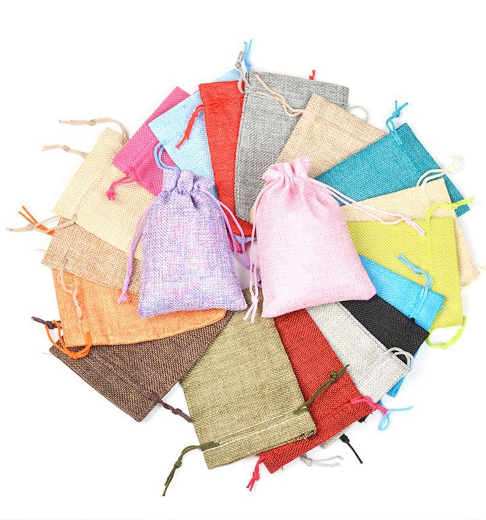 Duories Woreczki na prezenty z juty, 50 szt., 13 x 18 cm, woreczki jutowe, na prezent, woreczek z juty, woreczki materiałowe, woreczki z juty, ze sznurkiem ściągającym, na Boże Narodzenie, wesele,