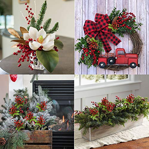 image for TITATI 12 Pcs Artificial Berry Stems 9.5 inch Fake Red Berries Holly B