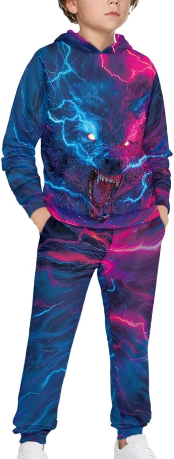Boys Pants Set 5-12 Soft Hoodie Pullover Sweatshirt Leggings Comfortable Sweatshirt and Sweatpants Joggers Sets