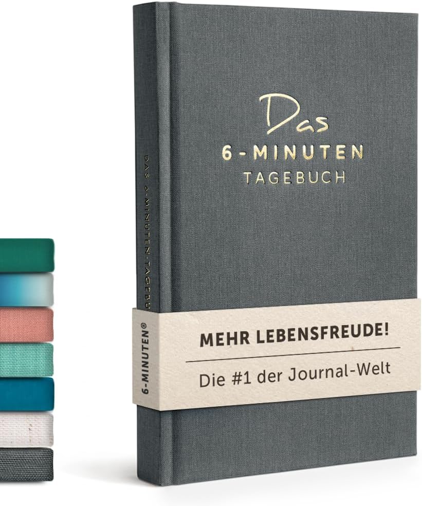 The 6-minute diary, 6 minutes daily for more mindfulness, GND ART STUDIO Hand Painted Design Easy to Carry Office Diary with Multicolor Hardbound Cover for Boys and Girls (Pink) (charcoal)