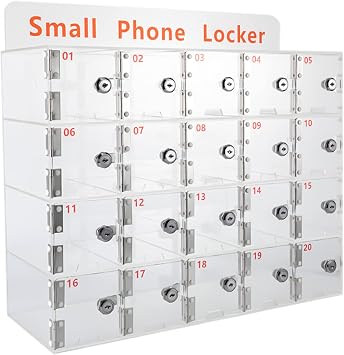 Cell Phone Lockers Box, Wall-Mounted Cell Phone Storage Locker Cabinet Pocket Clear Cell Phone Holder, Acrylic Cell Phone Storage Box for Office Classroom Phone Pocket Storage Organizer Box