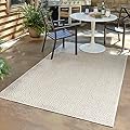Unique Loom Outdoor Trellis Collection Area Rug - Deco Trellis (9' x 12' Rectangle, Taupe/ Ivory)