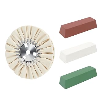 8" White Airway Buffing Wheel with Buffing Polishing Cutting Compounds