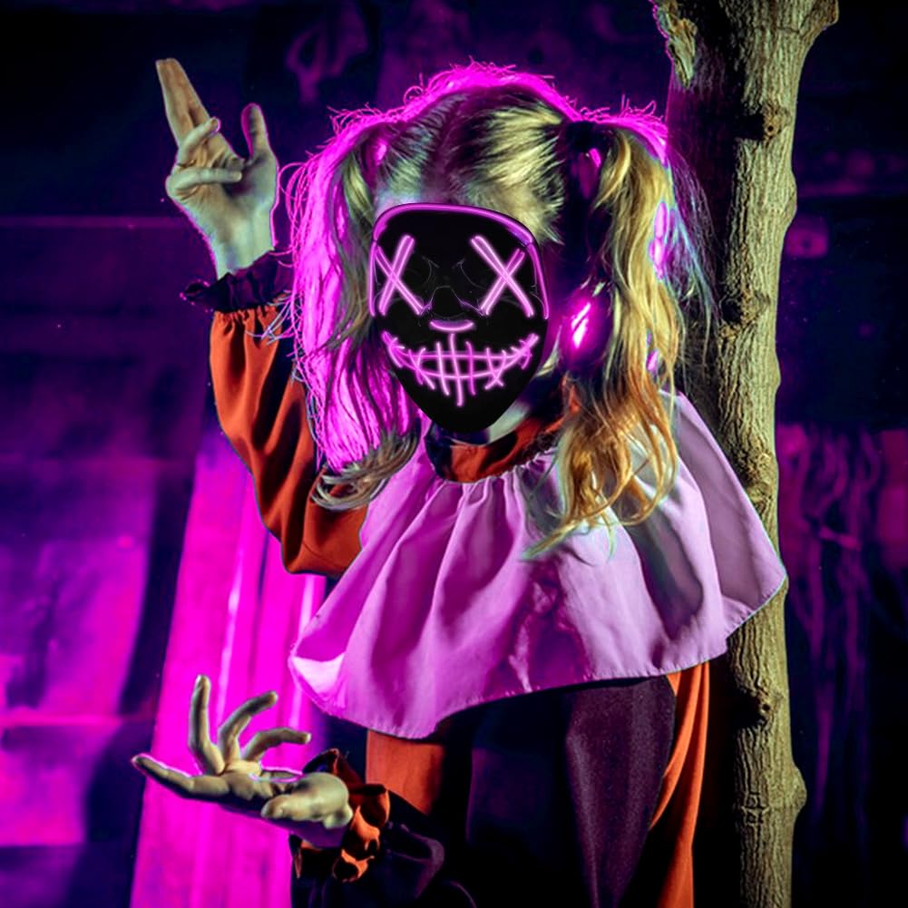 Halloween Masks, Light Up Mask, Horror LED Mask, Scary Masks with 3 Lighting Modes - Image 4