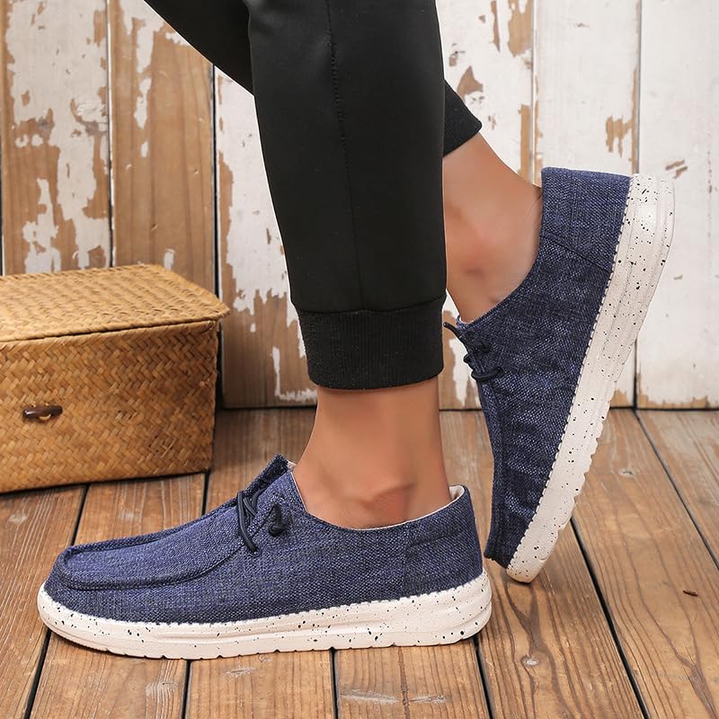 Men’s Casual Canvas Loafers Slip-On Driving Shoes,Lightweight Breathable Couple Moccasins, Comfort Walking Boat Shoes2