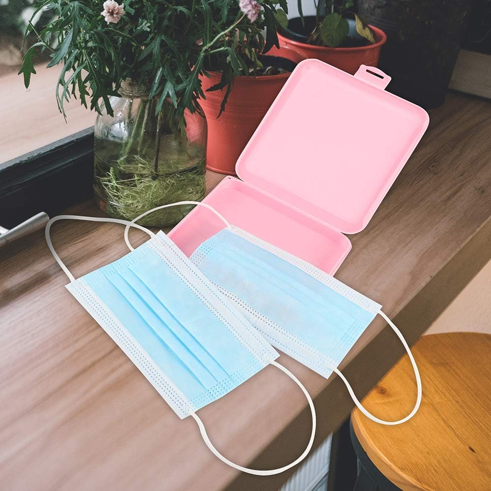 Mask Box and Mask Case Portable Mask Storage Bag and Masks Organizer for Recyclable Dust Mask Storage Box for Mask Pollution Prevention (Not Including Mask) (pink)
