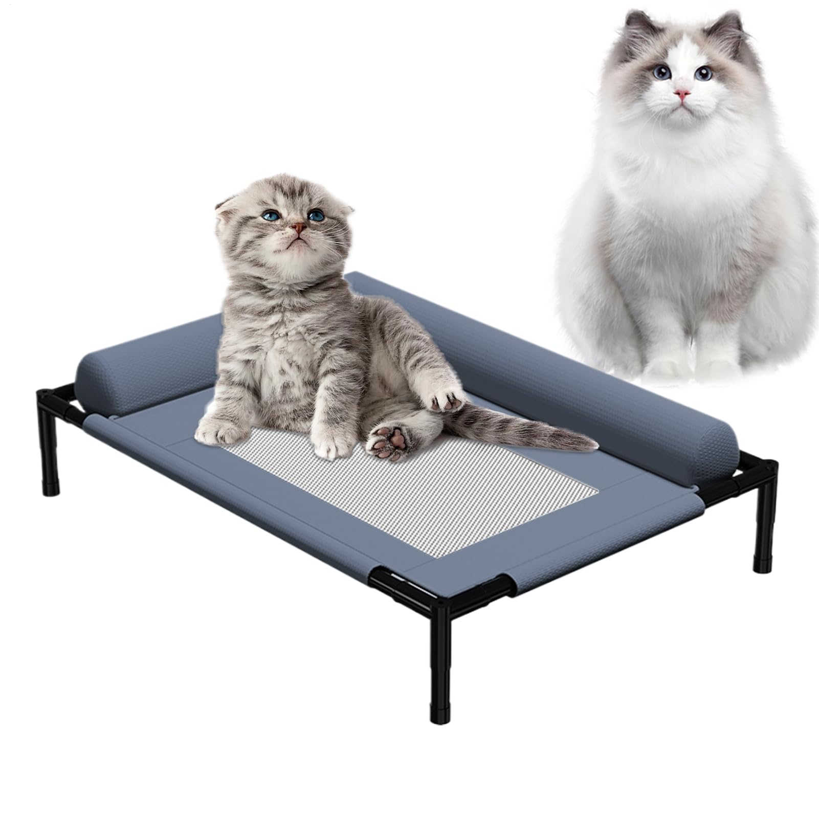 Lit surélevé pour chien, tapis rafraîchissant pour chiot, meubles légers et lavables pour animaux de compagnie avec oreiller et maille respirante pour extérieur, intérieur, camping, terrasse