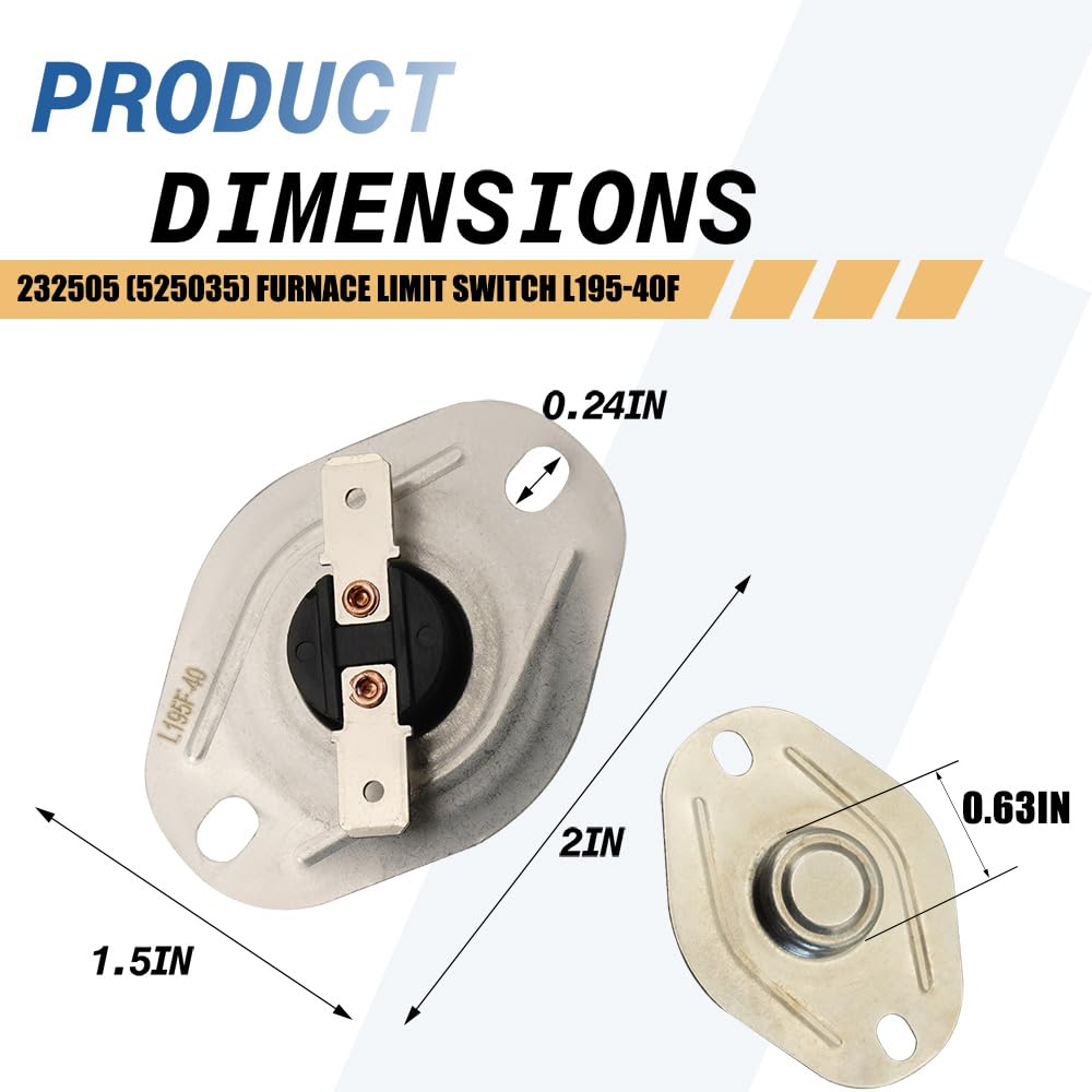 232505 (525035) Furnace Limit Switch L195-40F Compatible with Suburban SF-42, SF-42Q, SFV-42, SHD2542