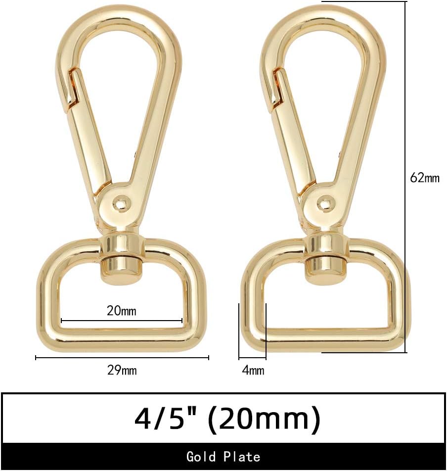 WUTA Spring Swivel Snaps-Solid Zinc Alloy 4/5" (20mm) Gold Plate 10PCS Buckle for Bags Hardware Accessories Leather Craft DIY
