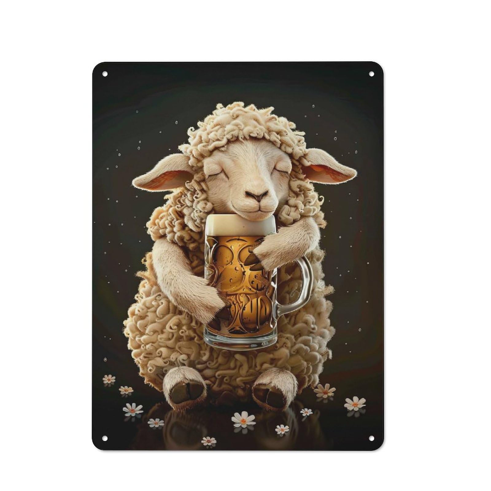 Junmoney Style-6 Metal Plaque 40X30cm With Sheep Beer(2) For Pub Or Café, Vintage Decor, For Metal Sign Collectors, For Vintage Wall Decor Fans
