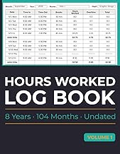 Hours Worked Log Book: Simple work hours tracker for employees. Time sheet with (104 Months) Undated Timekeeping Journal Work Hours log Book