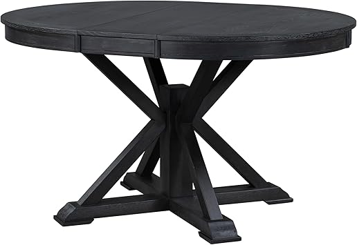 Knocbel Extendable Dining Table, 42"-54" Length Retro Solid Wood Table with X-Shaped Base and Butterfly Leaf for Dining Room Kitchen Espresso
