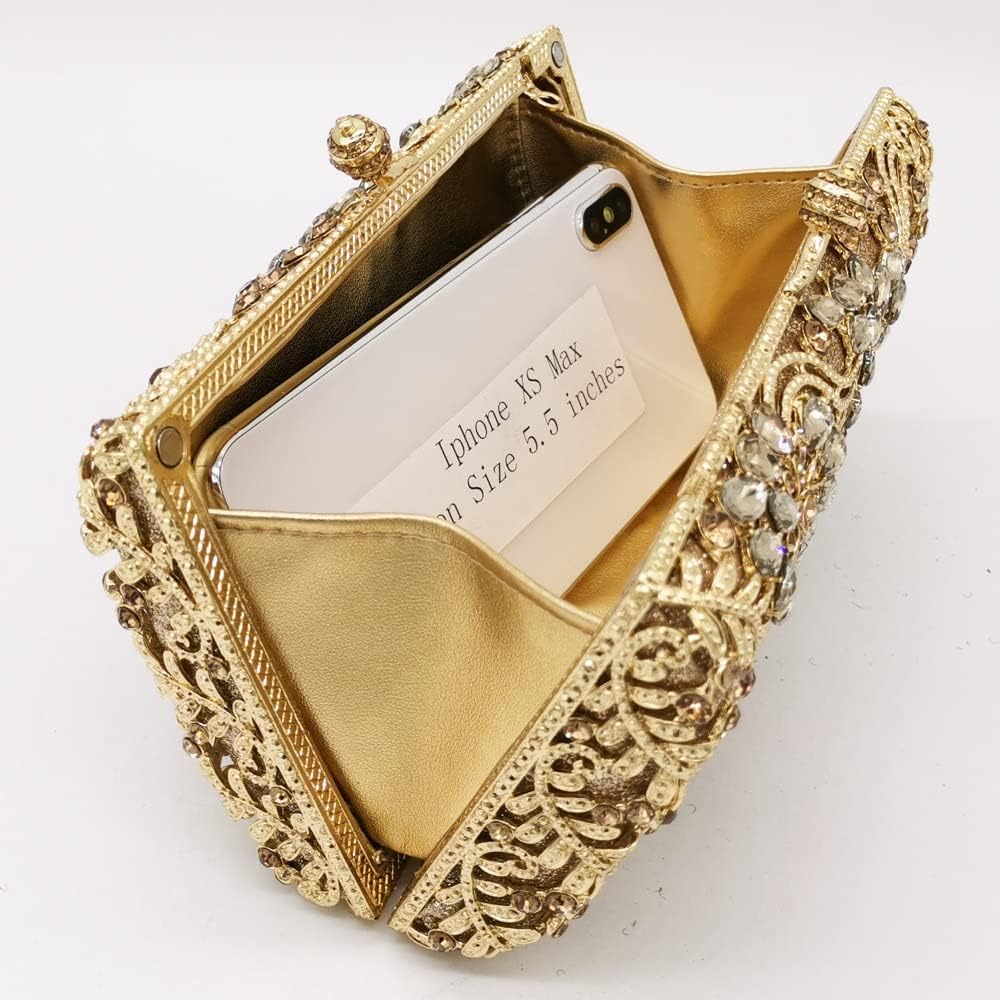 Miniatura 3 de Boutique De FGG Bolsos de noche de flores para mujer, bolso de mano de cristal, bolso de boda y bolso de fiesta nupcial