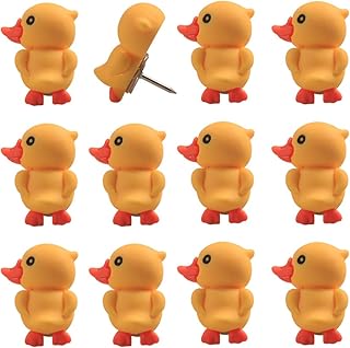 BXPTQCRY Rurili 30 Pcs Mini Yellow Duck Shape Push Pins Hanging Nail Cute Style Thumbtack for Home Decoration, Office, School Wall Whiteboard Cork Board Picture Fabric