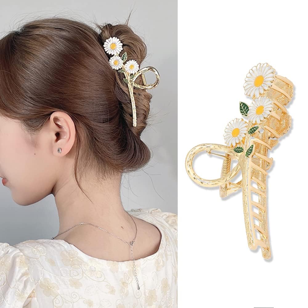 Amazon.com: Flower Hair Claw Clips White Daisy Large Hair  display picture 3