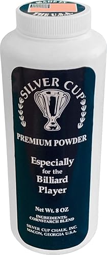 Silver Cup BilliardPool Premium Powder Hand Chalk, botella agitadora de 8 onzas, color blanco